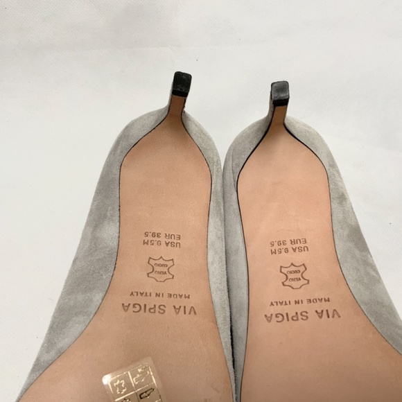 VIA SPIGA NIKOLE 55 LEATHER SUEDE GRAY PUMP HEELS - Picture 16 of 16